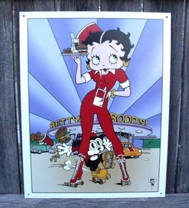 Betty Boop Sign Carhop & Diner Metal Nostalgic New Collectible 12 1/2x16 Inches - Picture 1 of 4