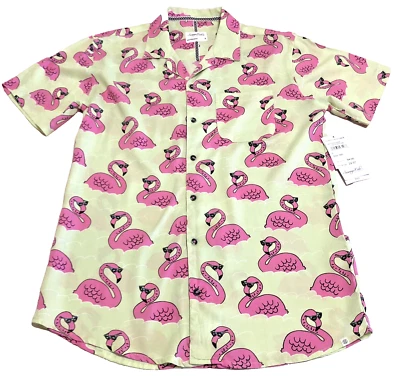 Mens Pink Flamingo Button Up Shirt Short Sleeve Size Small Nordstroms NWT Casual - Image 1 of 4