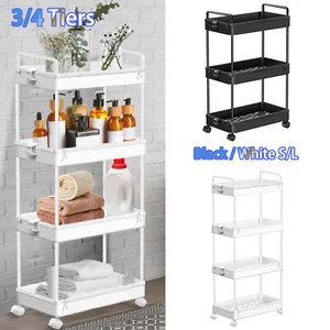 Storage Trolley Cart on Wheels Kitchen Bathroom Laundry Narrow Space Rack S/L UK - Picture 1 of 31