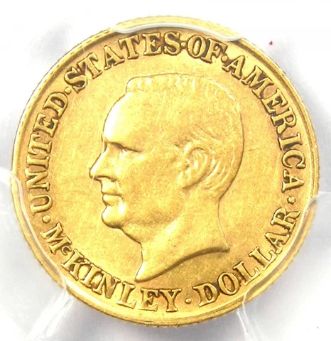 1916 McKinley Commemorative Gold Dollar Coin G$1 - Certified PCGS AU50 Cover