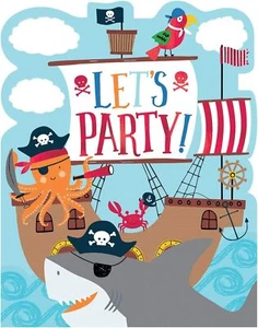 Ahoy Birthday Boat Sailboat Kids Birthday Party Novelty Invitations w/Envelopes - Picture 1 of 1