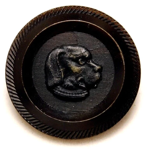 Antique Vtg GUTTA PERCHA Hound Dog BUTTON NICE Cover