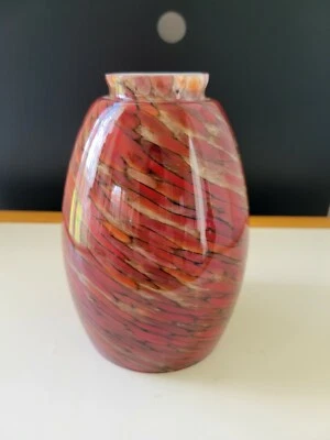 Art Glass Pendant Ceiling Light Lamp Shade Brown Orange Swirl Two Tone - Image 1 of 4