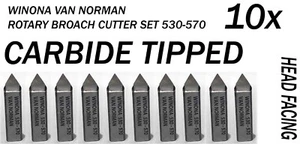 10x WINONA VAN NORMAN ROTARY BROACH CUTTER 530-570 CARBIDE TIPPED K-570 HVK.03 - Picture 1 of 4