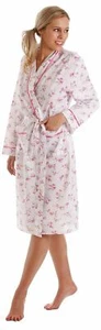Lady Olga Poly Cotton Floral Long Sleeve Wrap Dressing Gown Size 10-32 - Picture 1 of 3