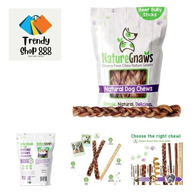 Palos trenzados para perros - Huesos dentales de carne natural premium - Larga duración... Foto 1 de 4