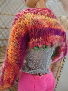 Hand Knit Doll Clothes Colorful Shrug Sweater fits 11.5" fashion doll as Barbie - Picture 1 of 2