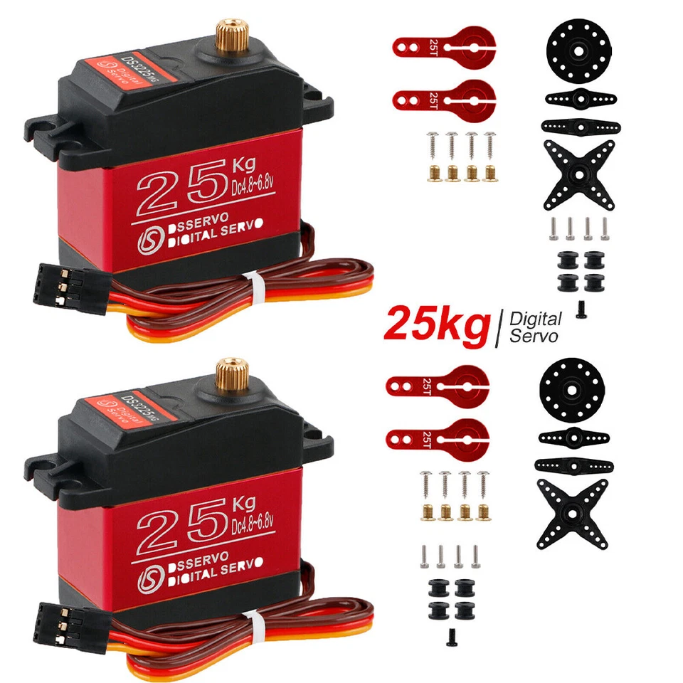 2x 25KG Metal Steering Digital Waterproof Servo High Torque DS3225MG for RC Car - Image 1 of 4
