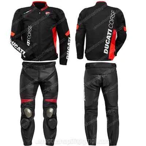 DUCATI Motocicleta Carreras Cuero Hombres Traje Protegido Chaqueta/Pantalon-nuev - Imagen 1 de 3