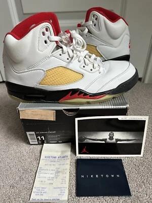 Nike Air Jordan 5 (V) Retro 2000 Rojo Fuego 136027-101 Talla 11 DS NUEVO EN CAJA Foto 1 de 4