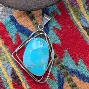 Colgante Turquesa Plata: Colgante Grande Taxco México Plata - Imagen 1 de 12