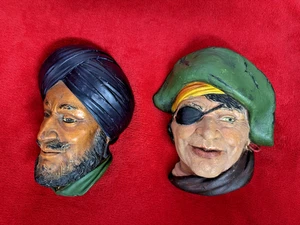 SMUGGLER & SIKH x2 BOSSONS HEADS BUST MADE IN ENGLAND VINTAGE 1962 - Picture 1 of 19