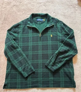 Polo Ralph Lauren Plaid Estate Rib Pullover Sweater Black Watch Tartan Sz XL - Picture 1 of 9
