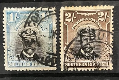 Southern Rhodesia SG 10 + 12 - 1/- And 2/- Values - FU - Cat £38 - Image 1 of 2