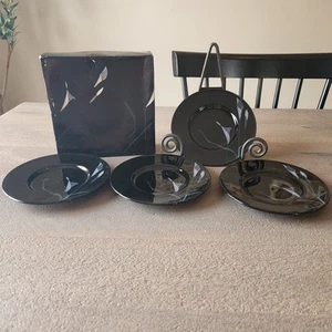 Juego de 4 platos de mantequilla de pan negro Mikasa Opus nuevos en caja FK701 Galleria - Imagen 1 de 5