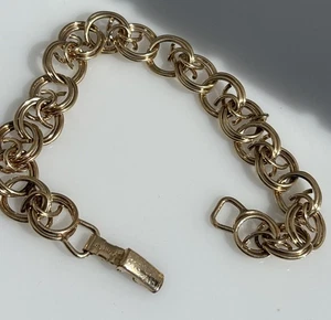Vintage 1/20 12K Gold Filled Double Curb Link Charm Bracelet 7.5” 15 Grams 2B - Picture 1 of 3