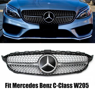 Grille Bumper Grill W/Emblem For Mercedes-Benz W205 C200 C250 C300 2015-2018 NEW - Imagem 1 de 4