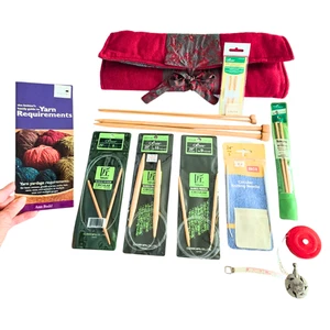 Lg Lot Knitting Needles Tote w/Accessories Organizer Storage Bag Crochet Roll-Up - Picture 1 of 17