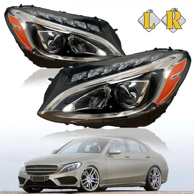 Headlight Assembly Set Fits 2015-2020 Mercedes-Benz C300 2015 C400 C63 AMG Foto 1 de 4