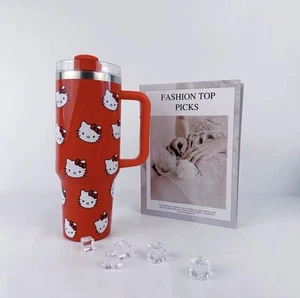 40oz Stainless Steel Insulated Thermos Mug Large Handle Straw Gift (Red) - Picture 1 of 3