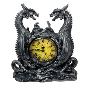 Zeckos Twin Evil Dragons Antik Kaminuhr Tisch Schreibtisch - Bild 1 von 7