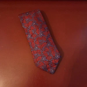 Giulia Visconti Tie Men's 100% Silk Red Floral Paisley Textured Made In Italy - Picture 1 of 7