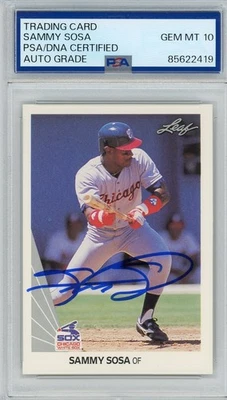 1990 Leaf Сэмми Соса подписанный #220 RC дебютант карта белый Sox Cubs PSA 10 автограф - Изображение 1 из 2