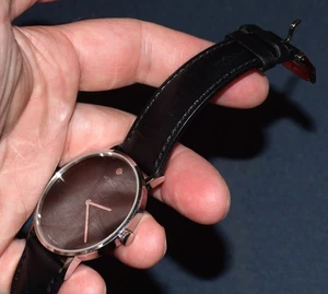 MENS MOVADO MUSEUM 71.1.14.1471 Stainless Steel 40mm Watch BLACK DIAL ON LEATHER - Picture 1 of 7