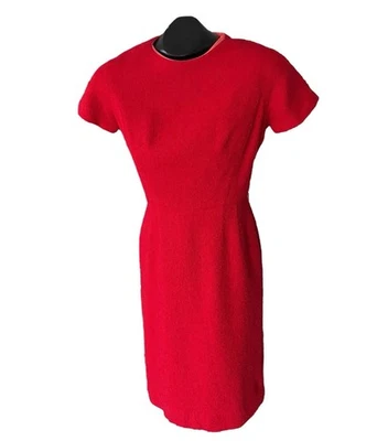 Vestido Lord & Taylor Años 50 MCM Vintage Rojo Boucle Estilo Simple Navidad Talla SM MED? Foto 1 de 4