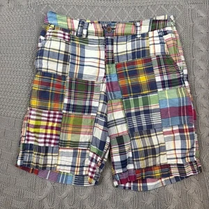Ralph Lauren Vintage 90s Madras Patchwork Multicolor Plaid Kids Shorts ~ 12 - Picture 1 of 12