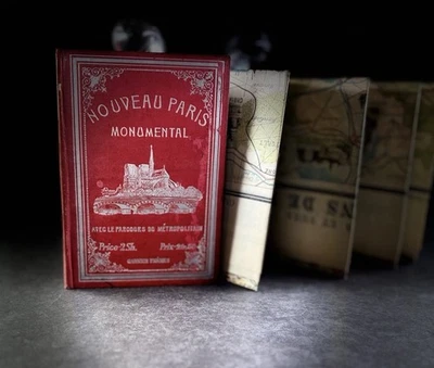 Nouveau Paris Monumental Map c1900 Garnier Frères France Travel Guide Fold-Out - Image 1 of 4