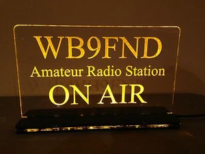 Solid Color 12v Custom Engraved LED Ham Shack Amateur Radio Call Sign Plaque - Picture 1 of 4