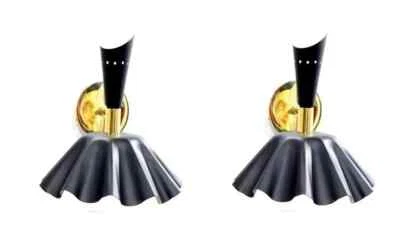 Pair 2 Wall Sconce Lamp Mid Century Italian Stilnovo Diabolo Sconce Light Brass - Image 1 of 4