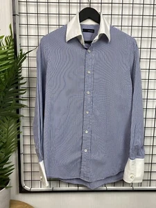 Dsquared2 men striped shirt logo 50 size Blue white - Picture 1 of 23