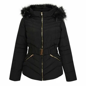 Nueva con etiquetas Chaqueta con Capucha Acolchada con Capucha con Borde de Piel Damas Diseñador Jess Petra, Nueva Era del Abrigo - Imagen 1 de 3