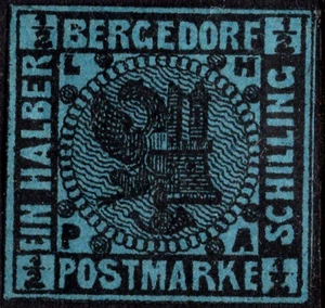 1861-67 GERMANY STATE  BERGEDORF SC#  MH OG VF - Picture 1 of 2