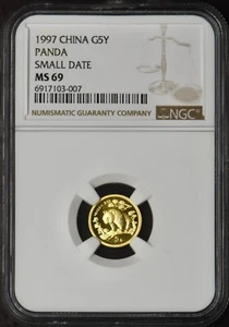 1997 China Gold 5Y Panda - NGC MS69 - Small Date - ✪COINGIANTS✪ - Picture 1 of 2