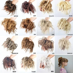 Curly Messy Rose Bun Hair Piece Updo Scrunchie Ponytail Natural As Human Hair - Picture 1 of 43