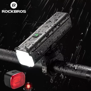 ROCKBROS Bike Light Set Front&Rear Lamp Waterproof SuperBright LED USB Headlight - Picture 1 of 10