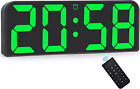 Horloge murale numérique, réveil numérique 9,6 pouces DEL grand écran avec télécommande