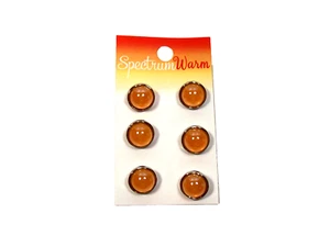 Orange Domed Round Buttons x 6 Pieces Shank  1/2 inch Diameter Spectrum Warm B17 - Picture 1 of 6