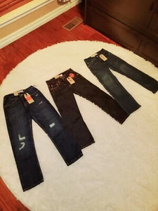 NEW Three (3) Pairs of Levi's designer girls blue jeans, size 8 - Picture 1 of 5