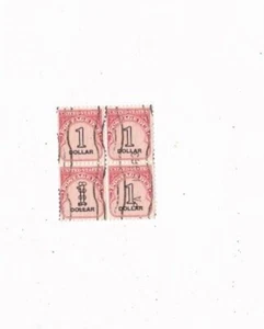 UNITED STATES 1 DOLLAR POSTAGE DUE STAMP BLOCK OF 4 - Picture 1 of 2