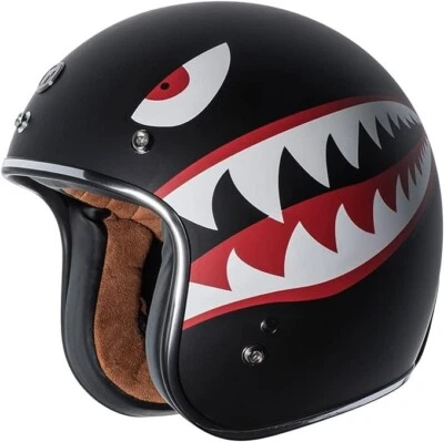 Casco de moto Torc Route 66 T50 plano negro Flying Tiger 3/4 cara abierta Foto 1 de 4