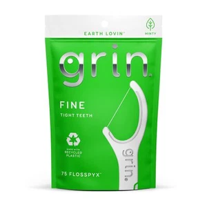 GRIN Fine Flosspyx, Zahnseide Picks, 75 Stück, Zahnseide, minziger Geschmack, - Bild 1 von 6
