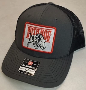 Bush Hog Patch on Richardson 112 Trucker Hat Snapback Charcoal/Black - Picture 1 of 8