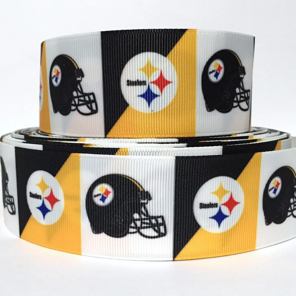GROSGRAIN RIBBON  5/8", 7/8", 1.5" or 3"  tM19  SPORTS FOOTBALL Printed  - Image 1 of 1