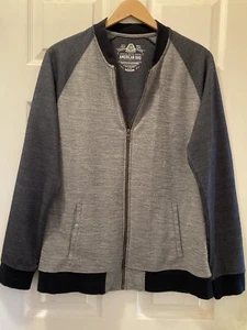 American Rag Women’s Size Med Sweatshirt Zip-up Gray/Navy Blue Cotton Blend - Picture 1 of 6