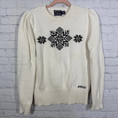 Винтажный женский свитер Y2K American Living цвета слоновой кости средний кабель вязаный рыбак - Изображение 1 из 4