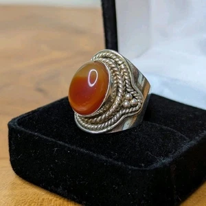 Vintage 925 Sterling Silber Karneol Ring Gr. 8,5 Cabochon Ethno Indianer Achat - Bild 1 von 9
